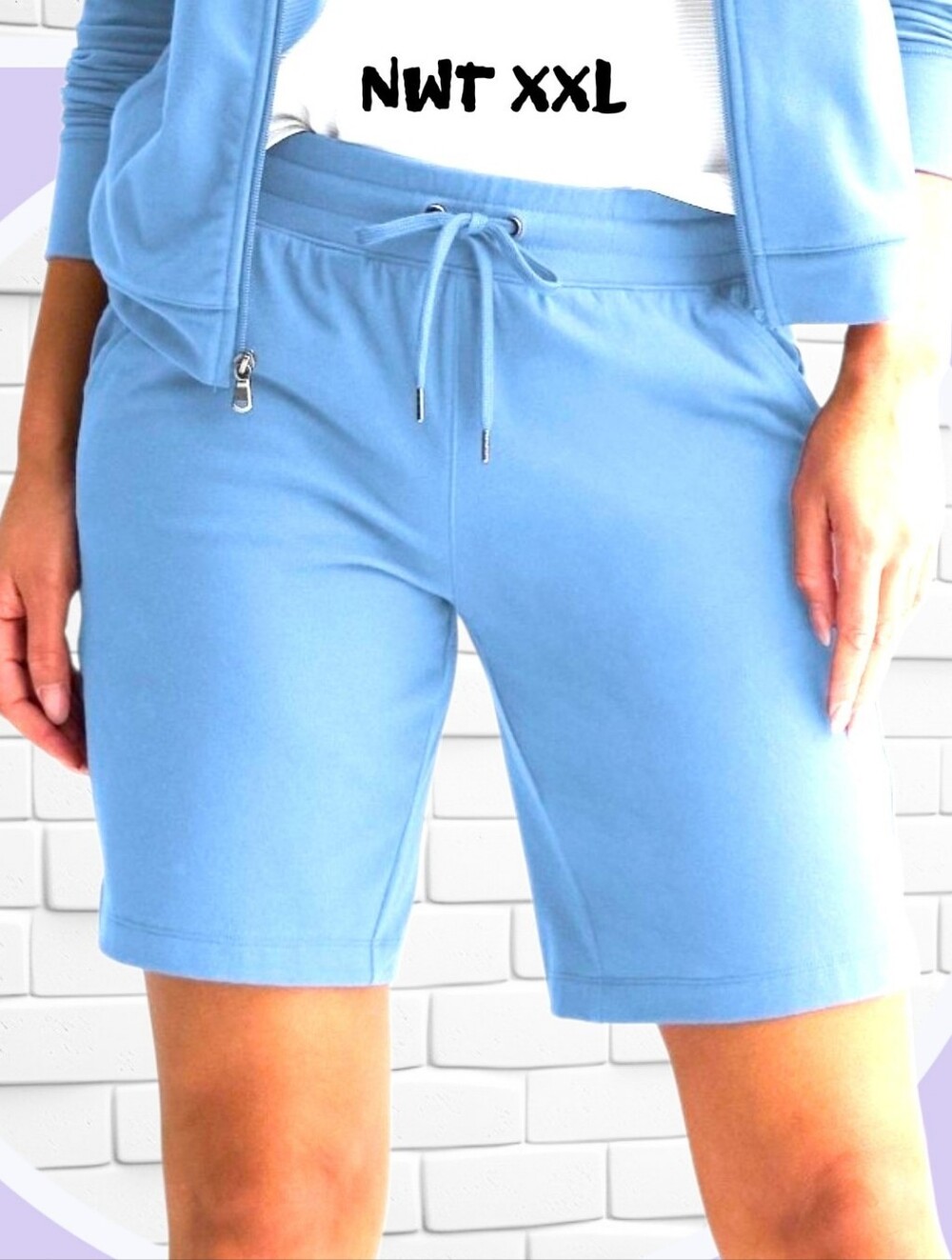 NWT XXL Bermuda Shorts Adj. Drawstring w 2 Pockets Sky Blue ONLY